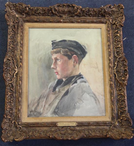 Attributed to Henry Scott Tuke (1858-1929) Portrait of a youth 11.75 x 9.75in.